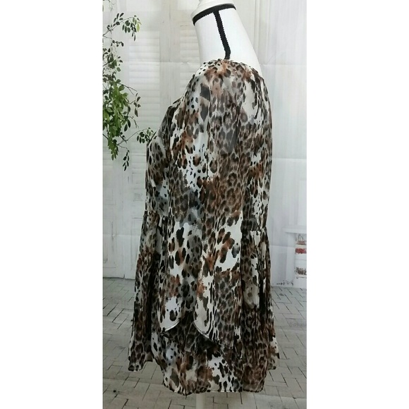 AGB Leopard Tunic Top Size S Brown - Picture 5 of 8